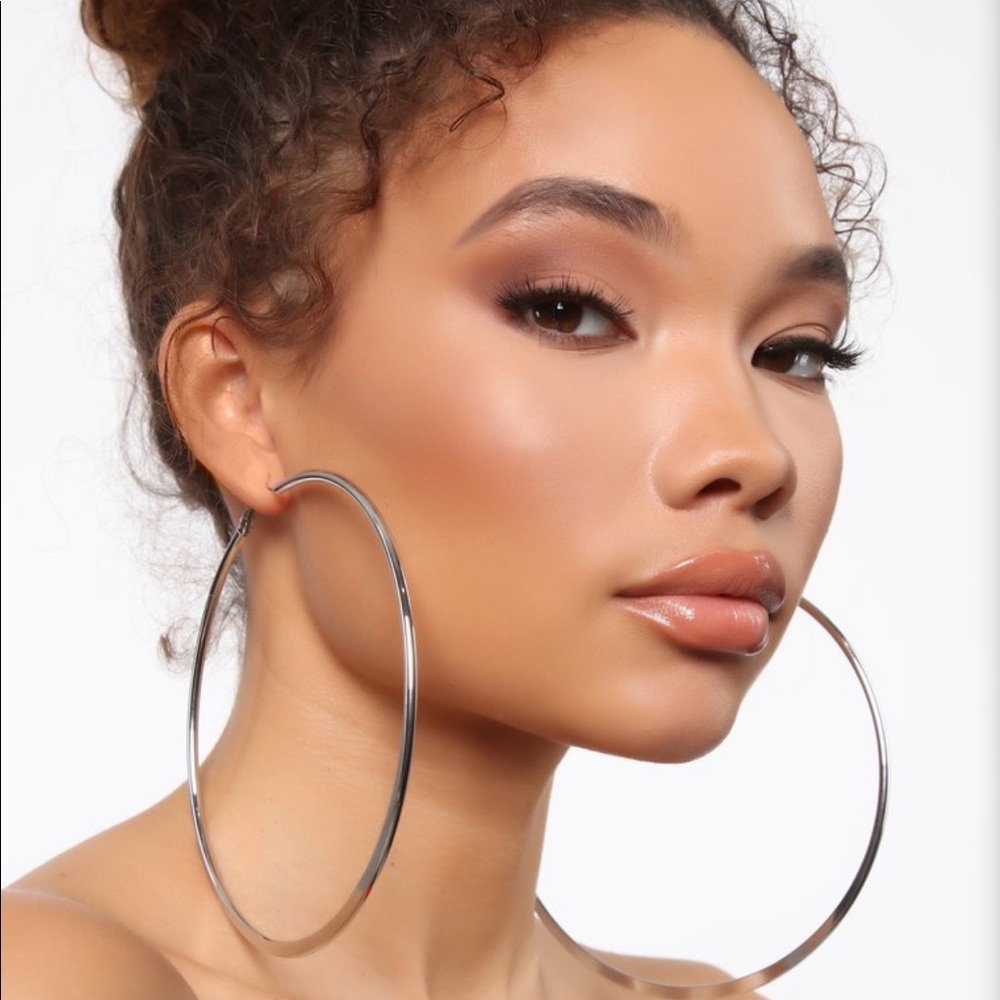 Large silver hoop earrings